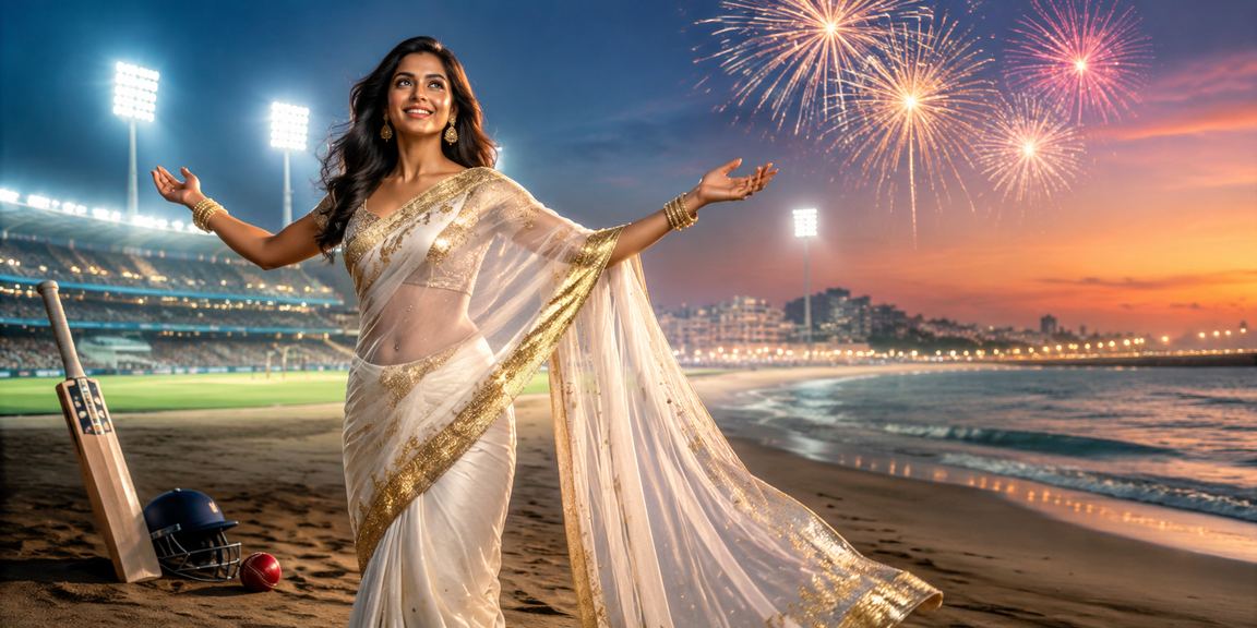 Scenic Marina Beach with cricket betting theme in Chennai